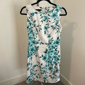 White And Blue Floral Mini Dress